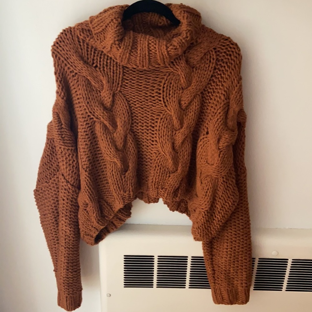 POL Baggy Crop Top Sweater Burnt Orange